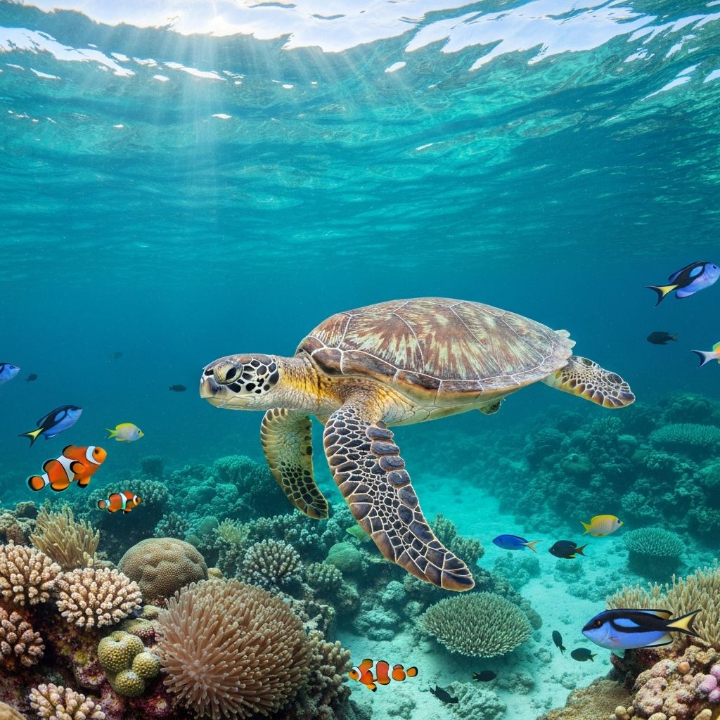 Sea turtle swimming